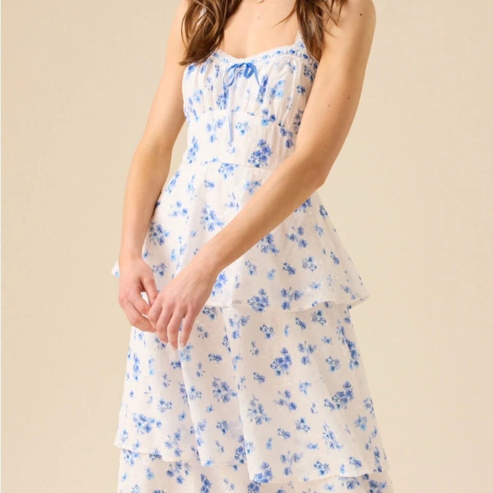 Altar'd State Blue Floral Midi Dress